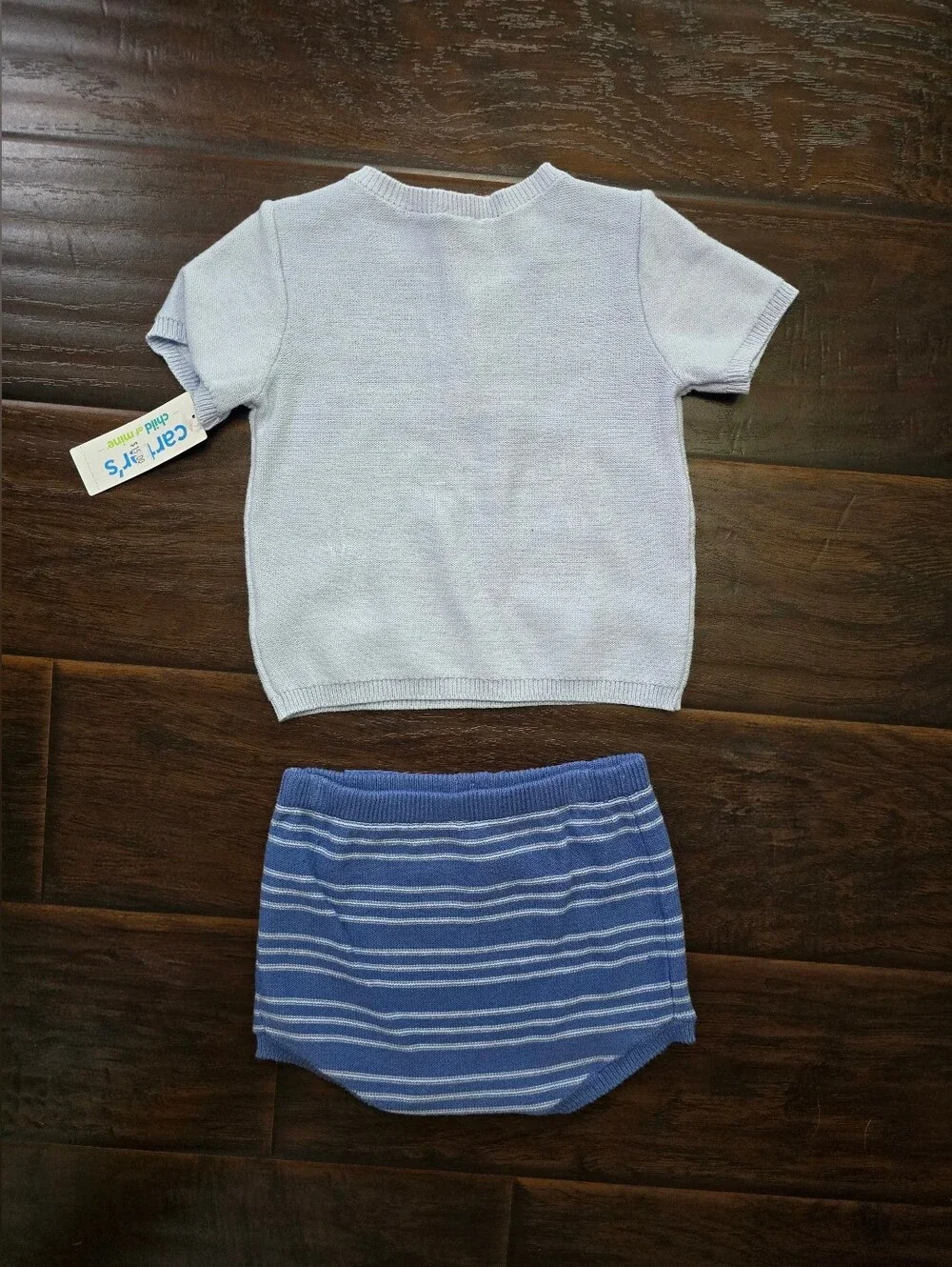 NWT Carter's Baby Boys Fish Knit Shirt Short Blue Set 24M